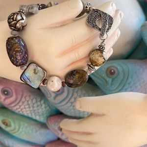 Gemstone bracelet with vintage silver.